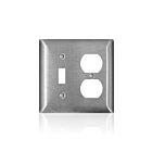 Leviton SL18 Stainless Steel C-Series 430 2-Gg Standard 1-Toggle 1-Duplex Wallplate