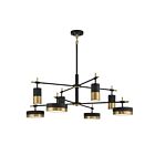 Savoy House Ashor 1-1637-8-143 8-Lights 56W Matte Black with Warm Brass Accents Chandelier