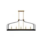 Savoy House Sheffield 1-7804-5-143 5-Lights 300W Matte Black with Warm Brass Accents Linear Chandelier