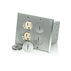 Leviton 35249-TFN 15A 2-Gang Floor Box Nickel
