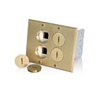 Leviton 35349-TLB 20A 2-Gang Low Voltage Floor Box Brass