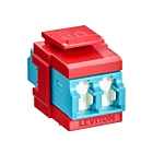 Leviton 41086-LLR Quickport Om3/4 Duplex Lc Shuttered Adapter Aqua/Crimson Red