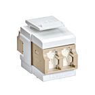 Leviton 41086-MLW Quickport Om1/2 Duplex Lc Shuttered Adapter Beige/White