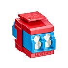 Leviton 41086-SLR Quickport Os2 Duplex Lc Shuttered Adapter Blue/Crimson Red