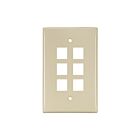 Leviton 41091-6IN Ivory Quickport 6-Port Midsize Nylon Wallplate