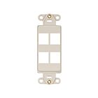 Leviton 41644-T 4-Port Wallplate Light Almond Insert
