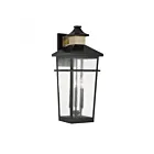Savoy House 5-715-143 Kingsley 3-Lights 120W Matte Black with Warm Brass Outdoor Wall Lantern