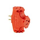 Leviton 694 3-Wire, Grounded Single-to-Triple Adapter - Orange