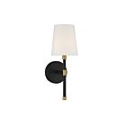 Savoy House Essentials Brody 9-1632-1-143 1-Light Matte Black with Warm Brass Accents Wall Sconce