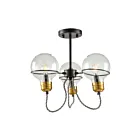 Artcraft Martina AC11723BK 3 Lights Black and Brushed Brass 60W Flush Mount