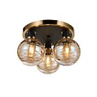 Artcraft AC11873AM Gem 3-Lights 120W Black and Brushed Brass Semi-Flush Mount