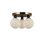 Artcraft AC11873WH Gem 3-Lights 120W Black and Brushed Brass Semi-Flush Mount
