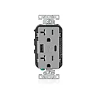 Leviton T5833-GY Gray Combination Duplex Receptacle Type Ac Usbpt Charger 20A125V