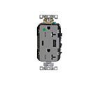 Leviton T5833-HGG Gray Combination Duplex Hospital Grade Receptacle A-C Usb Charger 20A125V