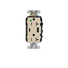 Leviton T5833-HGI Ivory Combination Duplex Hospital Grade Receptacle A-C Usb Charger 20A125V