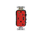 Leviton T5833-HGR Red Combination Duplex Hospital Grade Receptacle A-C Usb Charger 20A125V