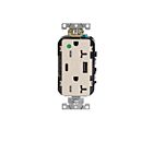 Leviton T5833-HGT Light-Almond Combination Duplex Hospital Grade Receptacle A-C Usb Charger 20A125V