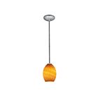 Access Lighting Brandy FireBird 28023-1R-BS-AMBFB Brushed Steel 100W Pendant