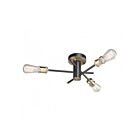 Artcraft Tribeca AC10783BK 3 Lights Matte Black Satin Brass 100W Flush Mount