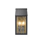 Artcraft AC8057BK Point 2-Lights 120W Black and Brass Outdoor Wall Light
