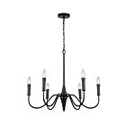 Canarm BRIELLE ICH1103A06BK 5 Lights Matte Black 300W Chandelier