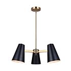 Canarm Harken ICH1145A03BKG 3-Lights Matte Black and Gold Rod Chandelier