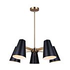 Canarm Harken ICH1145A05BKG 5-Lights Matte Black/Gold Rod Chandelier