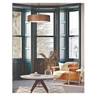 Canarm Dexter IPL318A03BKW16 3-Lights Matte Black and Faux Wood Rod Pendant