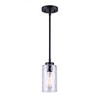 Canarm NEWPORT IPL754A01BK 1-Light Matte Black Rod Pendant