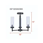 Canarm ISF1205A03BK 3-Lights 180W Matte Black Semi Flush Mount