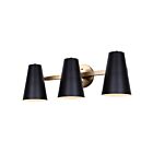 Canarm Harken IVL1145A03BKG 3-Lights Matte Black and Gold Vanity light