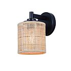 Canarm IVL1206A01BK 60W Matte Black and Natural Rattan Vanity Light