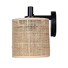 Canarm IVL1206A03BK 180W Matte Black and Natural Rattan Vanity Light