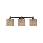 Canarm IVL1206A03BK 180W Matte Black and Natural Rattan Vanity Light