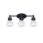 Canarm Ivl705A03Bk Carson 3-Lights 300W Matte Black Vanity Light