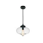 CWI Lighting Glass 5570P11 - Clear Black 1 Light 60W Pendant