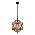 CWI Lighting Lante 9945P13-1-101 Black And Wood 1 Light 60W Pendant