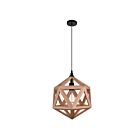 CWI Lighting Lante 9945P13-1-101 Black And Wood 1 Light 60W Pendant
