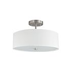 Dainolite 571-143SF-SC-WH 3-Lights 180W Satin Chrome Incandescent Semi-Flush Mount