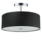 Dainolite 571-143SF-PC-BK 3-Lights 180W Polished Chrome Incandescent Semi-Flush Mount