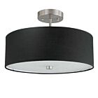 Dainolite 571-143SF-SC-BK 3-Lights 180W Satin Chrome Incandescent Semi-Flush Mount