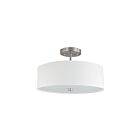 Dainolite 571-143SF-SC-WH 3-Lights 180W Satin Chrome Incandescent Semi-Flush Mount