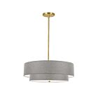 Dainolite 571-224P-AGB-GRY Everly 4-Lights 240W Aged Brass Incandescent Pendant