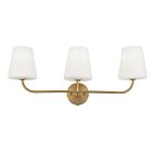 Dainolite ELN-213W-AGB-WH Eleanor 3-Lights 180W Aged Brass Vanity Light