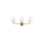 Dainolite ELN-213W-AGB-WH Eleanor 3-Lights 180W Aged Brass Vanity Light