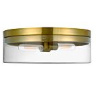 Dainolite FNA-142FH-AGB-CLR Fiona 2-Lights 120W Aged Brass LED Flush Mount
