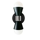 Dainolite FOR-72W-MB-PC Fortuna 2-Lights 120W Matte Black Incandescent Wall Sconce