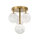 Dainolite GVA-94FH-AGB Giovanna 4-Lights 100W Alabaster and Aged Brass LED Flush Mount