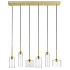 Dainolite Chic IC-286P-AGB Industrial 6-Lights 240W Aged Brass Halogen Horizontal Pendant
