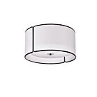 Dainolite NDR-153FH-BK-WH Notched Drum 3-Lights 120W White with Black Trim Flush Mount